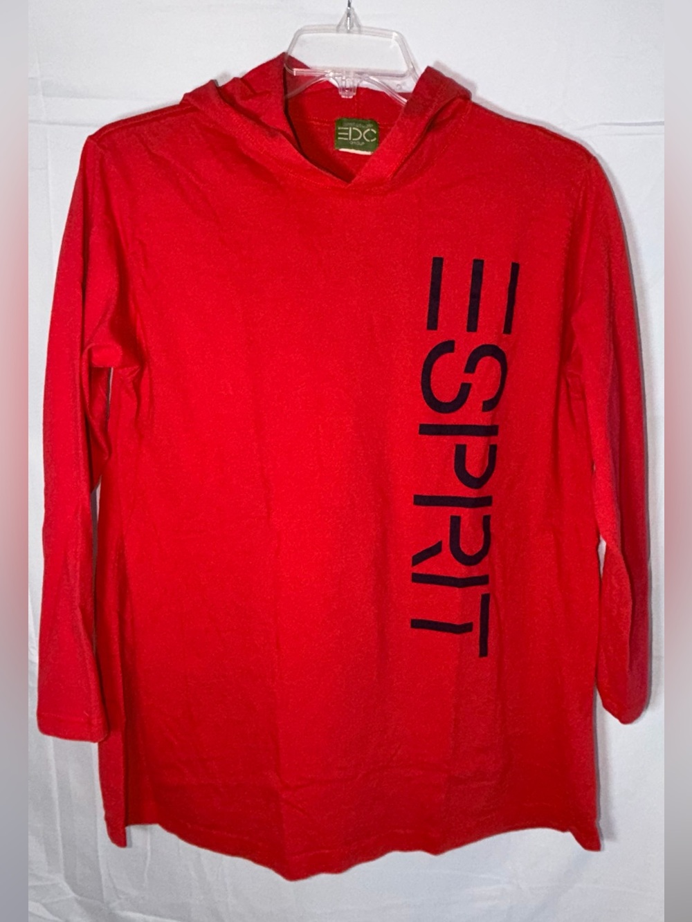 Esprit Vintage Red Hooded Long Sleeve Top
